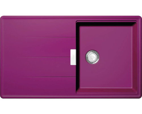 Unterbauspüle SCHOCK Tia D-100 U 860 x 500 mm berry TIAD100UBRY Violette Küchenspüle mit Abtropffläche und Ablaufgarnitur