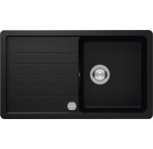 Schwarze Küchenspüle mit Abtropffläche und Abfluss