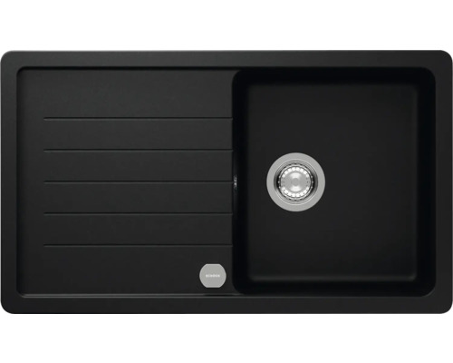 Spüle SCHOCK Toledo D-100 A 860 x 500 mm puro TOLD100APUR Schwarze Küchenspüle mit Abtropffläche und Abfluss