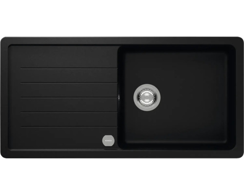 Unterbauspüle SCHOCK Toledo D-100L U 1000 x 500 mm puro TOLD100LUPUR Schwarze Einbauspüle mit Abtropffläche