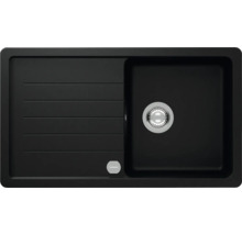 Schwarzes Spülbecken mit Abtropffläche und Abfluss