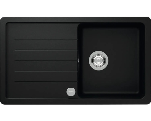 Unterbauspüle SCHOCK Toledo D-100 U 860 x 500 mm puro TOLD100UPUR Schwarzes Spülbecken mit Abtropffläche und Abfluss