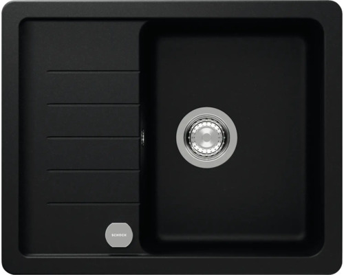 Spüle SCHOCK Toledo D-100XS A 620 x 500 mm puro TOLD100XSAPUR Schwarzes Spülbecken mit Abtropffläche und Schock Logo