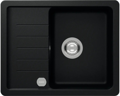 Unterbauspüle SCHOCK Toledo D-100XS U 620 x 500 mm puro TOLD100XSUPUR Schwarze Küchenspüle mit Abtropffläche und Schock Logo