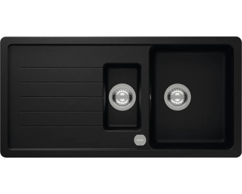 Spüle SCHOCK Toledo D-150 A 1000 x 500 mm puro TOLD150APUR Schwarze Spüle mit Abtropffläche und zwei Becken