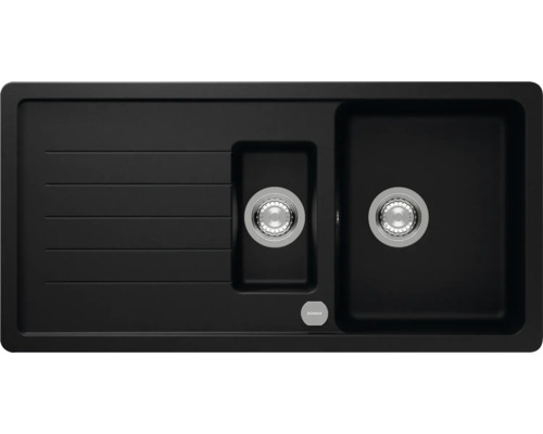 Unterbauspüle SCHOCK Toledo D-150 U 1000 x 500 mm puro TOLD150UPUR Schwarzes Spülbecken mit Abtropffläche und zwei Becken