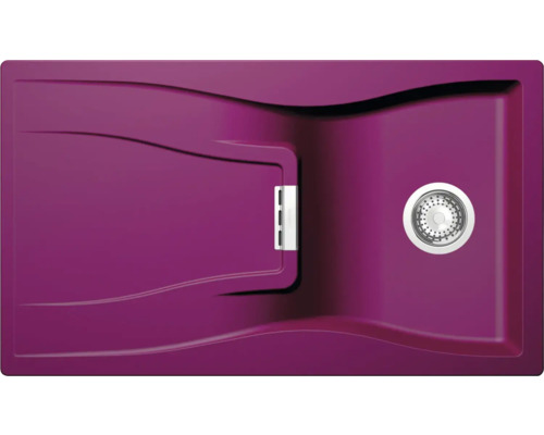 Spüle SCHOCK Waterfall D-100 A 860 x 500 mm berry WATD100ABRY Spülbecken aus Verbundwerkstoff mit Ablaufsieb