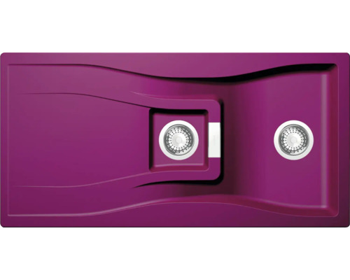 Spüle SCHOCK Waterfall D-150 A 1000 x 500 mm berry WATD150ABRY Spüle mit zwei Becken und Abfluss