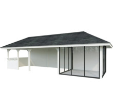 Tonnelle de jardin autoportante avec toit et parois latérales