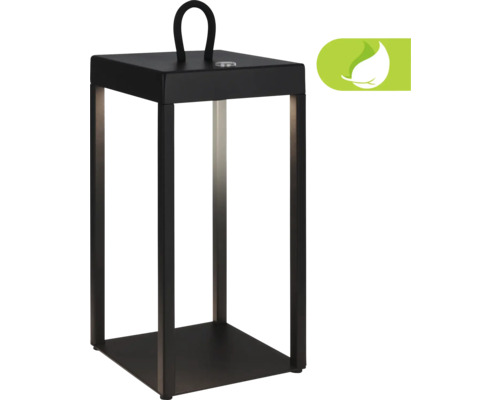 Lampe de table LED sur batterie avec variateur tactile à 3 étapes 5W 450 lm 3000 K H 31,5 cm Luca noir Lampe de table LED noire avec poignée et symbole d''économie d''énergie