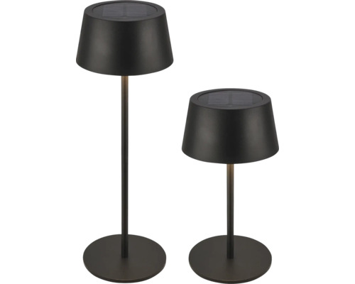 Lampe de table solaire avec variateur tactile 2 W 160 lm CCT réglable blanc Awia noir Deux lampes solaires d''extérieur de différentes hauteurs