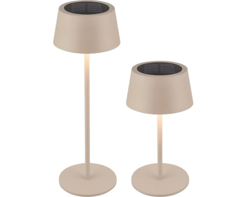 Lampe de table solaire avec variateur tactile 2 W 160 lm CCT réglable blanc Awia beige Deux lampes solaires de différentes hauteurs