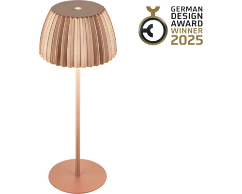 Lampe de table sur batterie avec variateur tactile 2 W 200 lm 2700 K H 36,5 cm Riffle couleur cuivre Lampadaire avec abat-jour et label German Design Award Winner 2025