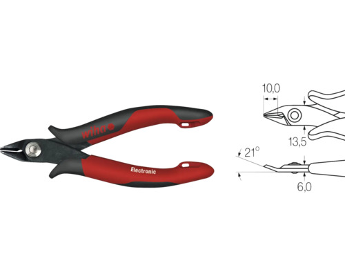 Wiha pince coupante de côté électronique avec dessins techniques