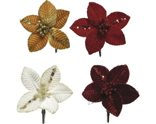 Décoration de Noël étoile de Noël en plastique 10 x 10 x 2 cm sélection de couleurs aléatoire Clips décoratifs étoile de Noël avec paillettes