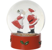 Boule à neige avec le père Noël et la mère Noël qui s’embrassent