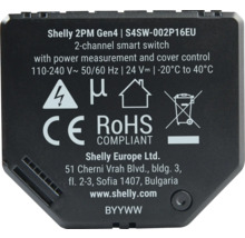 Shelly 2PM Gen4 Zwei-Kanal Smart Switch mit Leistungsmessung und Abdeckungskontrolle
