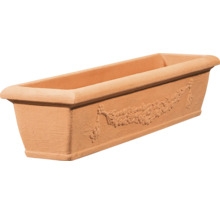 Jardinière rectangulaire en terre cuite avec motif en relief