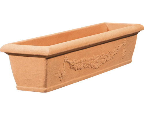 Jardinière rectangulaire en terre cuite avec motif en relief