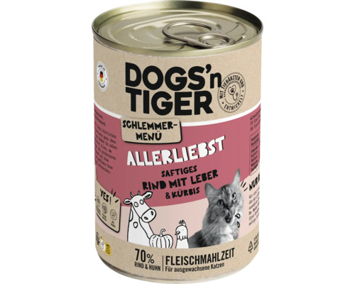 DOGS''n TIGER Katzenfutter Schlemmer-Menü Allerliebst mit Rind, Leber und Kürbis in Dose
