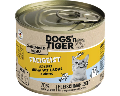 Dogs''n Tiger Freigeist Katzenfutter mit Huhn, Lachs und Möhre in Dose