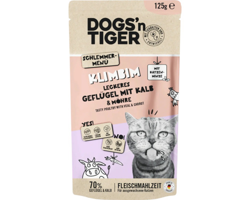 Dogs''n Tiger Katzenfutter Geflügel mit Kalb und Karotte, 125 Gramm