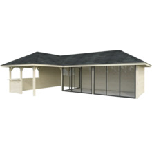 Abri de jardin en bois avec toit et fenêtres