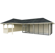 Maison de jardin en bois avec toit et fenêtres