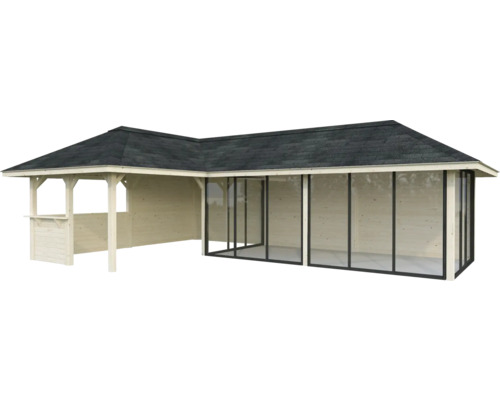 Maison de jardin en bois avec toit et fenêtres