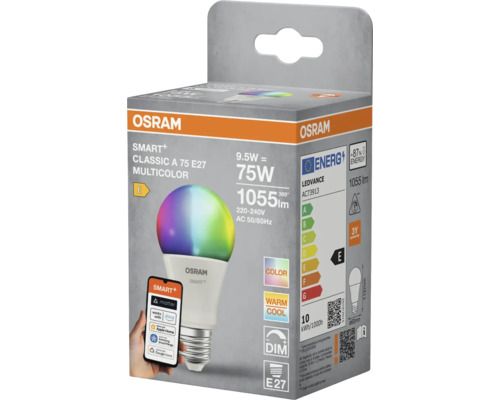 Verpackung einer Osram Smart Plus Multicolor Lampe E27