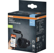 Prise d'extérieur compacte Osram Smart+ EU dans son emballage, prend en charge Matter, Alexa, Apple Home, Samsung SmartThings et Google Home