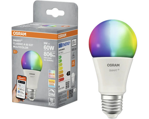 Osram Smart Plus Classic A 60 E27 Multicolor LED Lampe mit Verpackung