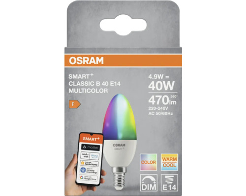 Osram Smart+ Classic B 40 E14 Multicolor Lampe mit E14-Sockel