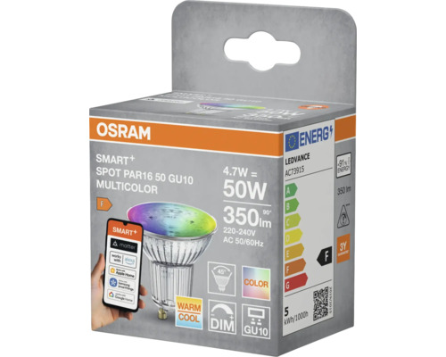 Osram Smart Plus Spot PAR16 50 GU10 Mehrfarbig in Produktverpackung