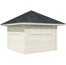 Holzpavillon mit geschlossenem Fenster und Bitumendach