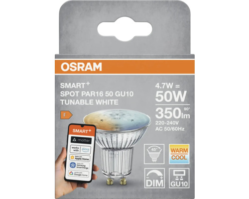 Osram Smart Plus Spot PAR16 50 GU10 tunable white in Verpackung