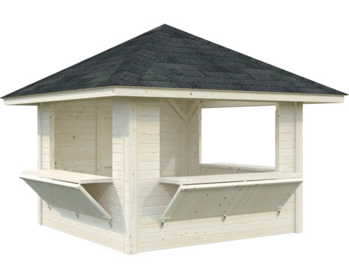 Holz Pavillon mit Dachpappe und ausklappbaren Tischen