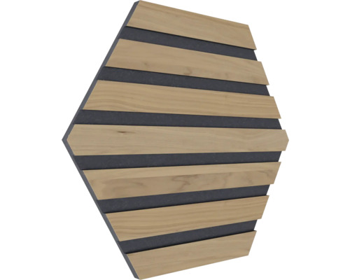 Sechseckiges Akustikpaneel mit Holzrippen
