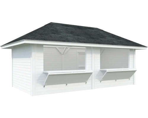 Pavillon de jardin blanc avec bardeaux de toiture