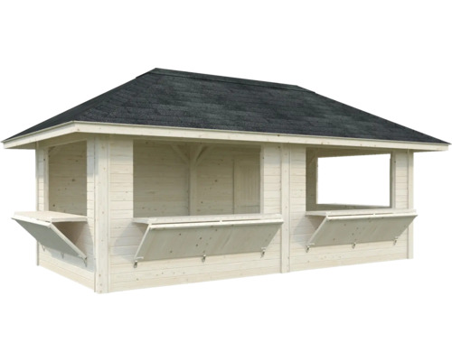 Pavillon de jardin en bois avec volets de vente et carton bitumé