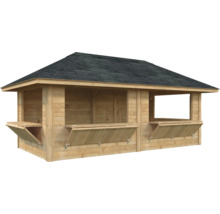 Holz Gartenhaus mit Verkaufsklappen und Bitumendach