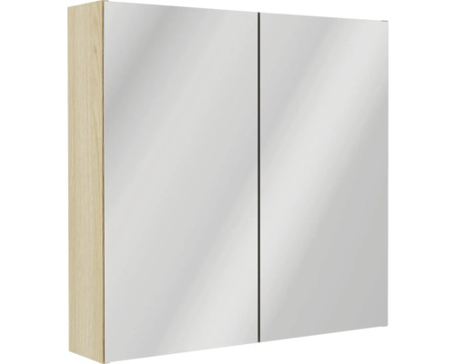 Spiegelschrank FACKELMANN Compact Line 700 x 156 x 680 mm lindberg eiche 2-türig Spiegelschrank mit zwei Türen für das Badezimmer
