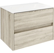 Meuble sous-lavabo avec deux tiroirs et aspect bois