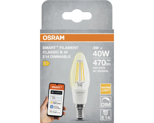 Osram Smart Filament Classic B 40 E14 dimmbare LED-Lampe
