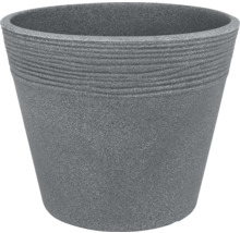 Grauer Pflanztopf mit gerippter Oberfläche