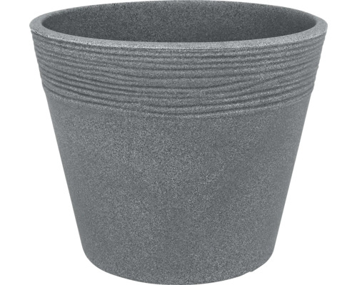 Grauer Pflanztopf mit gerippter Oberfläche