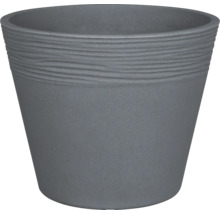 Grauer Pflanztopf mit gerippter Oberfläche