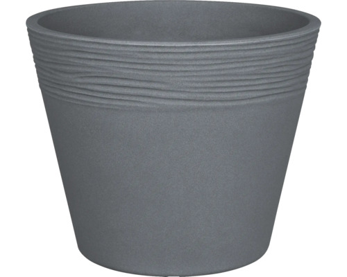 Grauer Pflanztopf mit gerippter Oberfläche