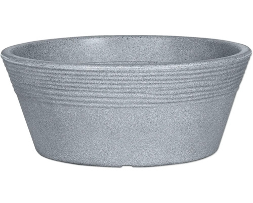 Bac à plantes geli Napoli plastique Ø 29,5 cm h 12 cm couleur béton clair Cache-pot gris avec une structure rainurée horizontale