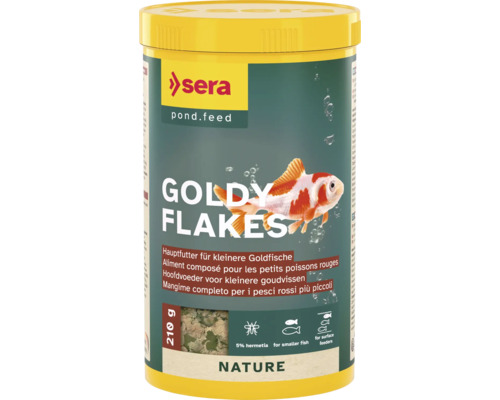 Aliment composé pour les petits poissons rouges sera Goldy Flakes 1000 ml (210 g), nourriture en flocons, nourriture pour poissons de bassin